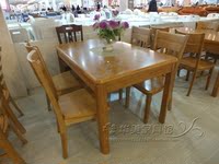 特价全实木餐桌 餐桌椅组合橡木饭桌长方桌一桌六椅 小户型桌子