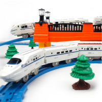 和谐号轨道高铁火车带音乐灯光大桥火车轨道拼接玩具组装动手锻炼