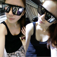 韩版方框全框太阳镜男女款潮人水银反光墨镜欧美大框眼睛复古眼镜