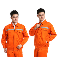 春秋环卫工作服 道路施工长袖工程服套装 橘色园林工程服带反光条