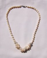 天然淡水珍珠项链——新娘饰品 天然珍珠镶钻项链