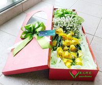 19朵黄玫瑰礼盒鲜花盒装鲜花上海鲜花市区速递道歉鲜花昆山鲜花
