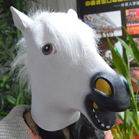 马头面具 cosplay 动物面具 独角兽 万圣节表演道具 马头动物头套
