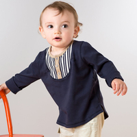 davebella戴维贝拉春秋男童宝宝长袖拼接假两件T恤上衣0-5岁DB601