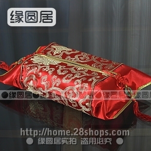 中式古典富贵花 抽取式 纸巾套 红色系 时尚 家纺 布艺 A068b