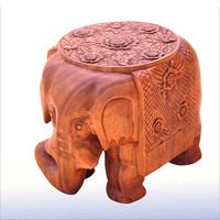 木古道mygood泰国木雕工艺品茶几 原木质大象换鞋凳子 豪华高档