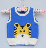 新款童装背心 老虎图案 宝宝毛线背心 手工编织婴儿毛衣 套头衫
