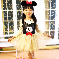 可爱春装 韩版女童连衣裙 品牌儿童裙 卡通米奇女童连衣裙