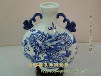 八折 景德镇陶瓷 手绘雕刻 青花花瓶 仿古工艺品摆件 中国龙