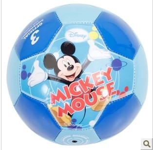 正品Disney/迪士尼儿童米奇足球车缝卡通小皮球3号橡胶送气针玩具