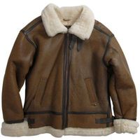 美国军迷服饰 B-3阿尔法羊毛里衬经典保暖飞行员羊皮毛一体皮夹克