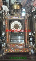 【结缘古玩】欧式钟表 纯铜景泰蓝座钟 机械钟高60厘米