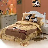 咖啡色男孩床上用品三件套纯棉 1.2米床品 床单被套四件套迪士尼