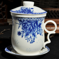 景德镇陶瓷内胆过滤泡茶杯带盖个人办公会议茶杯