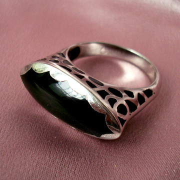 特价  泰国手工925纯银黑玛瑙夸张造型炫酷戒指 23#复古 男士