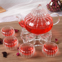 玻璃茶具套装透明过滤花茶壶南瓜壶可加热玻璃壶花草茶壶茶杯套装
