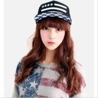韩版潮karaya新款三杠小星星平沿嘻哈帽 男女街舞棒球帽平檐帽子