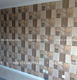 玛撒MASAR壁纸 木块图案墙纸MXF09法国进口 原木色 现货 立体凹凸