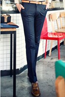 韩国春款男个性修身小西裤黑色小脚低腰西裤男潮裤小西裤明星同款