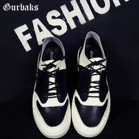 Gurbaks 2015潮男秋季新款黑白系带休闲鞋 男平底皮鞋 低帮男鞋子