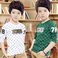 2015秋季韩版中大童男童薄款长袖休闲t恤纯棉儿童打底衫圆领上衣