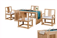 茶艺世家橡木茶桌椅白木原木新中式会所茶楼简约桌椅组合仿古家具