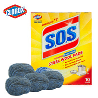 美国进口 clorox 高乐氏SOS万用去污刷10头装 多用途钢丝球
