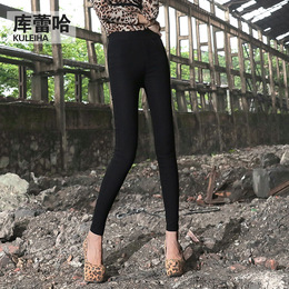 秋冬新款黑色中高腰女式打底裤极简版型超显身材性感修身小脚裤子