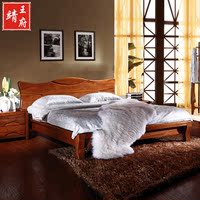 胡桃木实木床 1.81.5米胡桃木床全实木双人床 现代中式高箱储物床