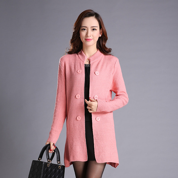 2015秋季新款女装针织开衫韩版长袖中长款大码针织衫毛衣外套包邮