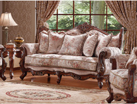 提花布欧式布艺沙发 客厅家具 美式实木沙发雕花 豪华欧式沙发