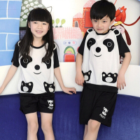 2015夏季韩版儿童睡衣男孩女孩卡通熊猫短袖童装可外穿儿童家居服