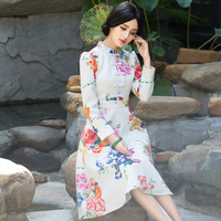 旗袍连衣裙2015新款秋季女士日常改良时尚修显瘦身中国风长袖旗袍