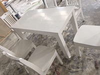 白色可折叠餐桌椅组合6人 实木方桌伸缩小户型餐桌 地中海饭桌子