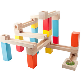 儿童木制拼装轨道滚珠积木玩具 木质益智力早教宝宝动手3-5-6岁