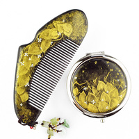 GUDI《荏苒》和风手绘镜梳套装礼盒 小梳子+小镜子 创意复古礼品