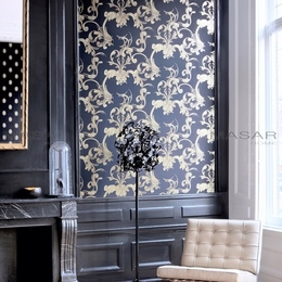 荷兰进口壁纸无纺布立体质感黑色金色奢华新古典风格欧式墙纸MT17