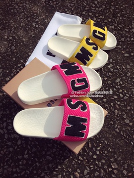 【特价】MSGM 有趣的字母凉拖鞋 好看 潮潮的 2015春夏女 刺绣