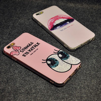 韩国潮牌iPhone6plus保护套5s手机壳苹果6 6S硅胶外壳粉色大眼睛