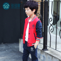 童装男童套装秋装2015新款儿童红色棒球衣服运动裤两件套装韩版潮