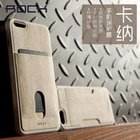 ROCK洛克iPhone6/6 plus卡纳贴皮手机壳苹果6P软壳木纹插卡保护套