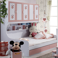 儿童衣柜床组合床儿童床双层床带护栏公主床1.2m床多功能榻榻米床