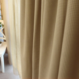 定制客厅卧室咖啡厅小格子布艺面料遮光窗帘酒店遮光布爆款促销价