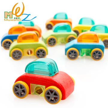 木丸子创意婴幼儿童模型车惯性滑行会动汽车积木玩具带卷笔刀功能