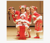 元旦儿童民族舞蹈服幼儿演出服女童喜庆灯笼服秧歌舞表演合唱服装