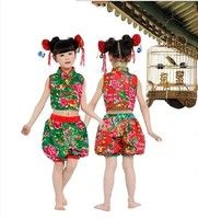 东北秧歌儿童演出服装灯笼裤花布儿童舞蹈表演服幼儿六一儿童节目