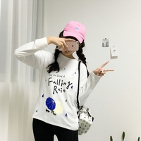 2016秋季新款韩国小清新学生雨点涂鸦长袖女T恤闺蜜姐妹上衣