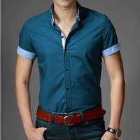 衬衫先生  男士夏季薄款短袖衬衫 韩版时尚休闲修身青年男装衬衣