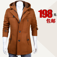 2015新款秋冬男士毛呢大衣韩版修身潮流羊绒中长款外套风衣呢子褂
