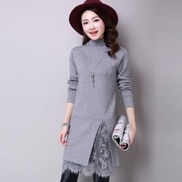 秋冬新款韩版毛衣女中长款修身显瘦针织打底衫高领套头羊绒外套厚